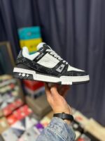 Louis Vuitton Trainer Sneaker Black White Denim 1A9JG9