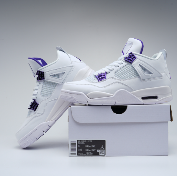 Air Jordan 4 Retro Metallic Purple White Shoes