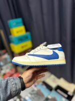 Fragment x Travis Scott x Air Jordan 1 Low OG Sail Military Blue DM7866-104