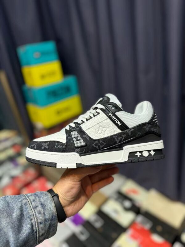 Louis Vuitton Trainer Sneaker Black White Denim 1A9JG9