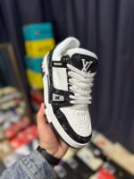 Louis Vuitton Trainer Sneaker Black White Denim 1A9JG9
