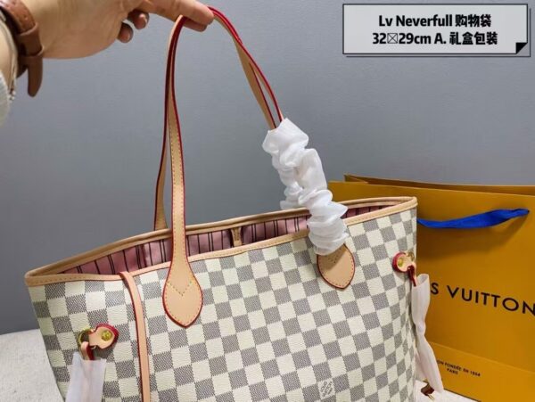 Louis Vuitton Shopping Bag White Check
