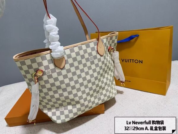 Louis Vuitton Shopping Bag White Check