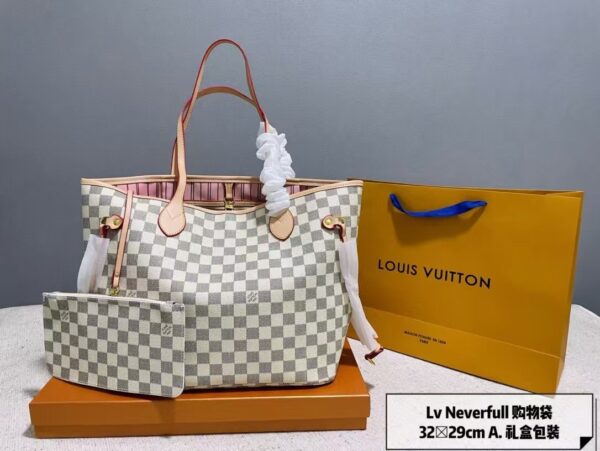 Louis Vuitton Shopping Bag White Check