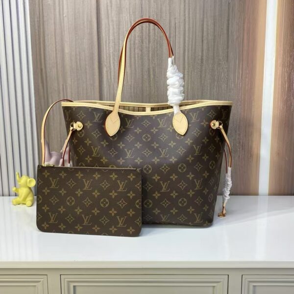 Louis Vuitton Shopping Bag White Leather Brown