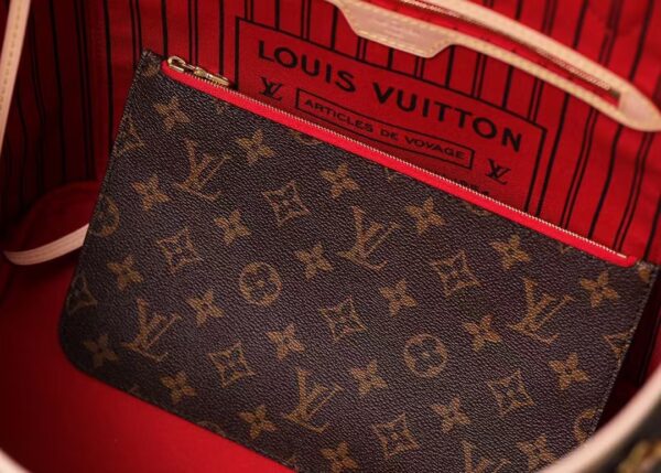 Louis Vuitton Shopping Bag White Leather Red