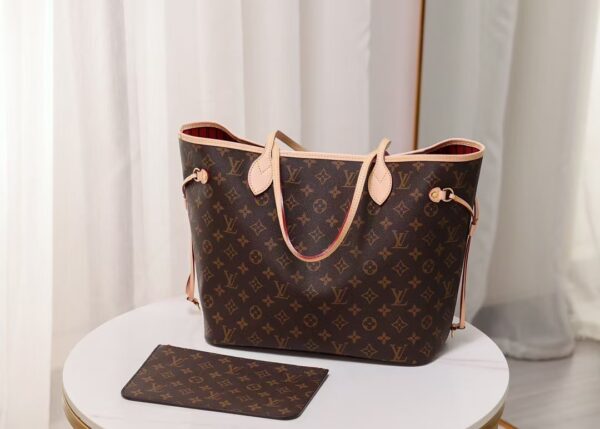 Louis Vuitton Shopping Bag White Leather Red