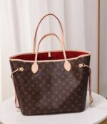Louis Vuitton Shopping Bag White Leather Red