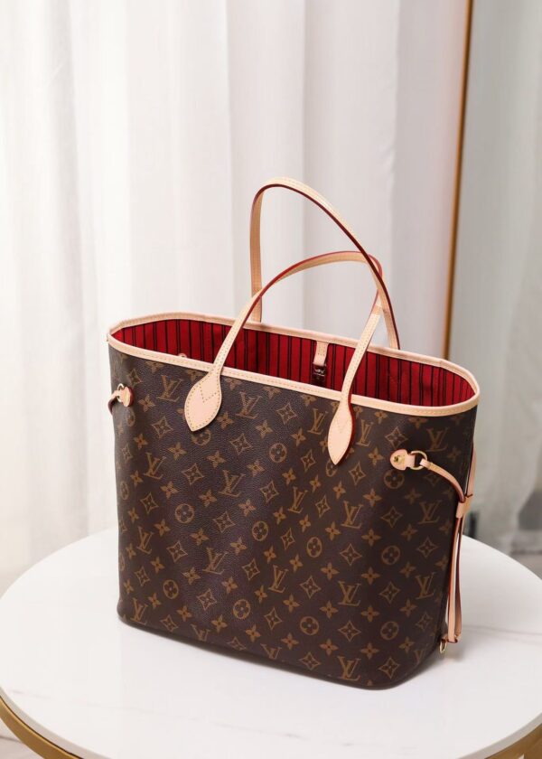 Louis Vuitton Shopping Bag White Leather Red