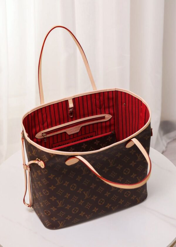 Louis Vuitton Shopping Bag White Leather Red