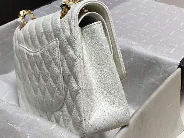 Chanel Classic Flap Bag White Gold