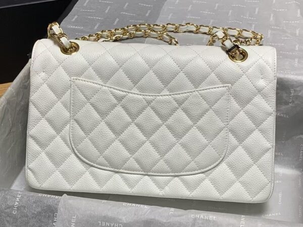 Chanel Classic Flap Bag White Gold