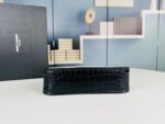 YSL Shoulder Bag Croc Black Gold