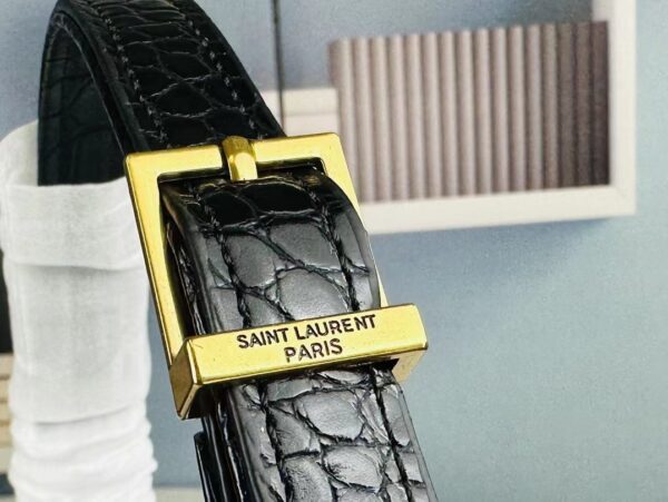 YSL Shoulder Bag Croc Black Gold