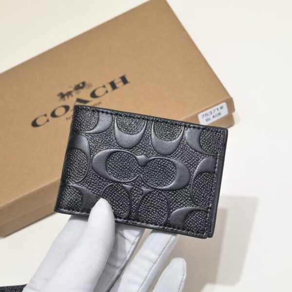 Coach Small Wallet Black Embossed