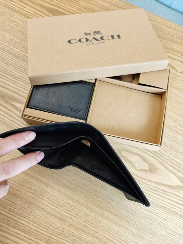 Coach Small Wallet Black Epi Leather