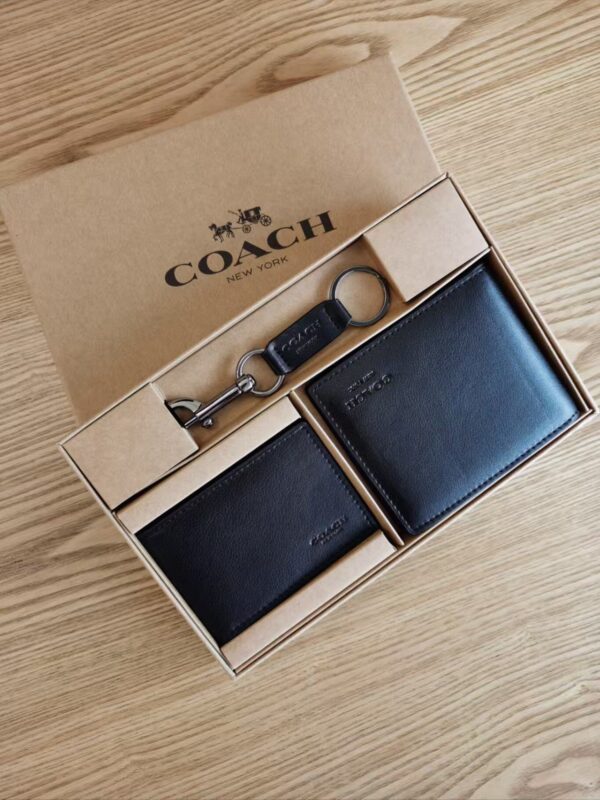 Coach Small Wallet Black Epi Leather