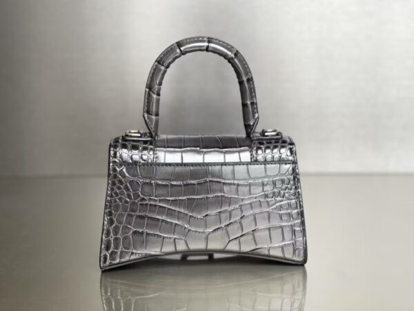 Balenciaga Hourglass Bag Dark Gray Gray Silver Silver Logo