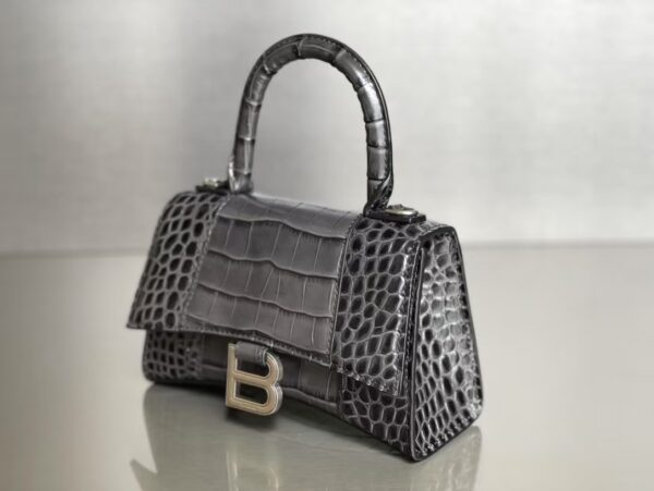 Balenciaga Hourglass Bag Dark Gray Gray Silver Silver Logo