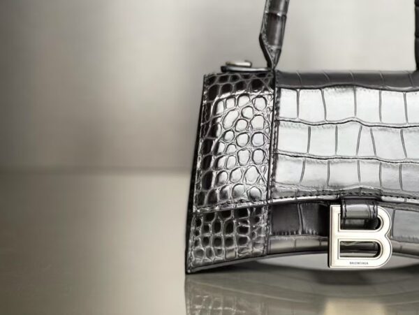 Balenciaga Hourglass Bag Dark Gray Gray Silver Silver Logo