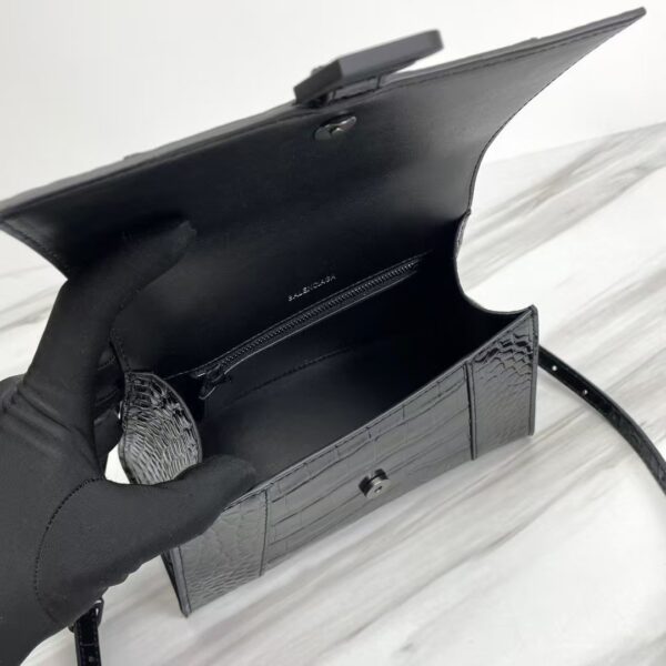 Balenciaga Hourglass Bag Croc Black