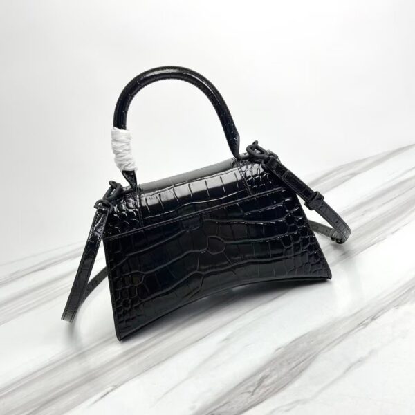 Balenciaga Hourglass Bag Croc Black