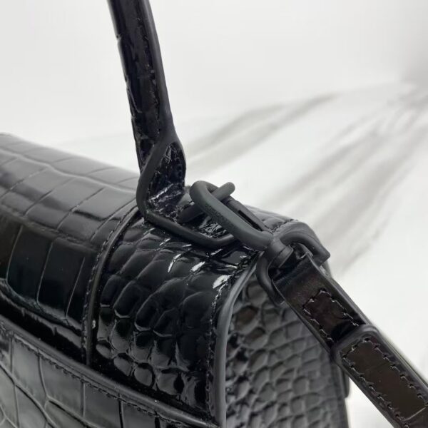 Balenciaga Hourglass Bag Croc Black