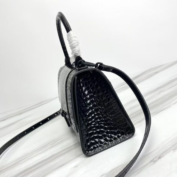 Balenciaga Hourglass Bag Croc Black