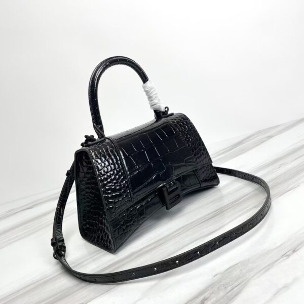 Balenciaga Hourglass Bag Croc Black