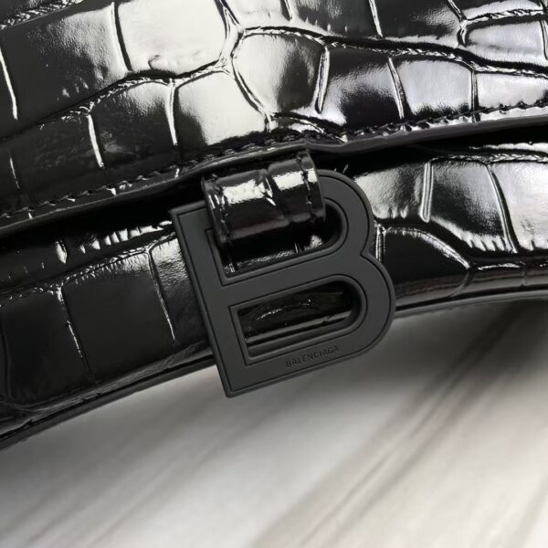 Balenciaga Hourglass Bag Croc Black