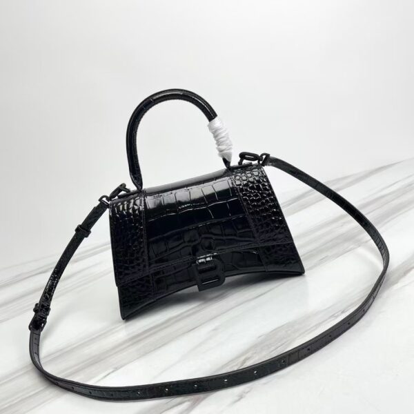 Balenciaga Hourglass Bag Croc Black