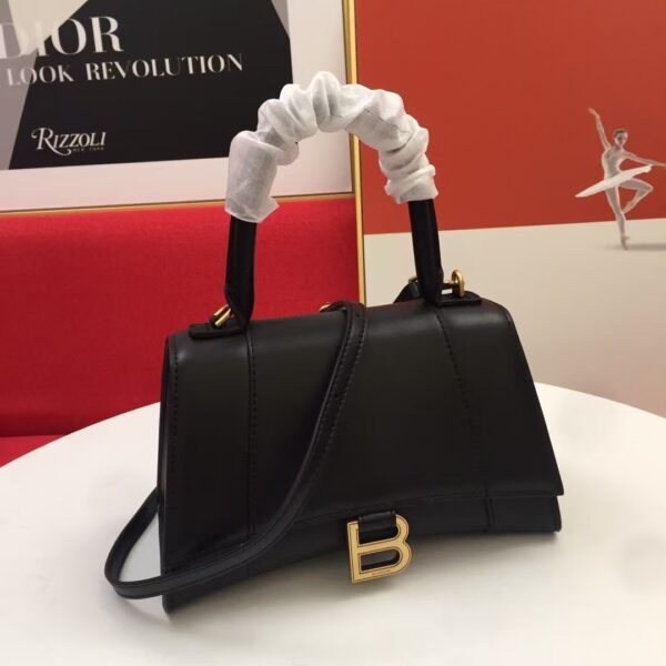 Balenciaga Hourglass Bag Smooth Black Gold