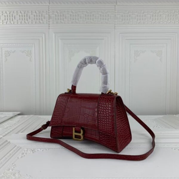Balenciaga Hourglass Bag Wine Red Red Gold Gold Logo