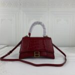 Balenciaga Hourglass Bag Wine Red Red Gold Gold Logo
