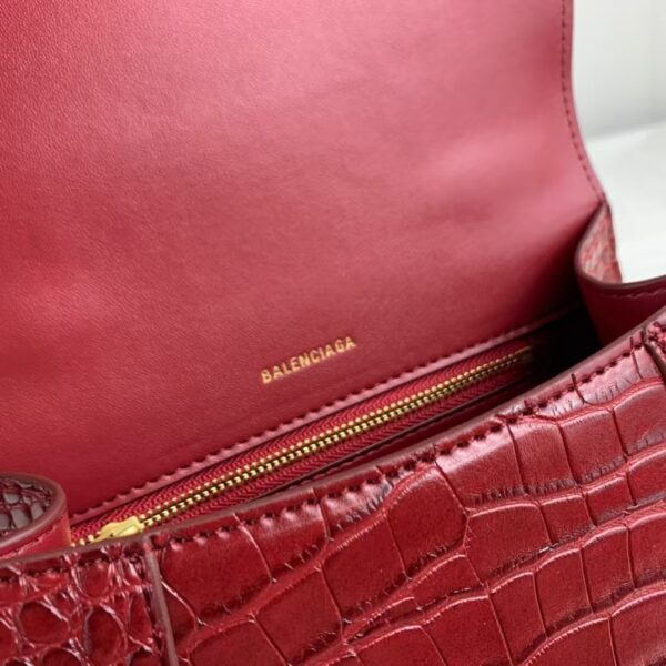 Balenciaga Hourglass Bag Wine Red Red Gold Gold Logo