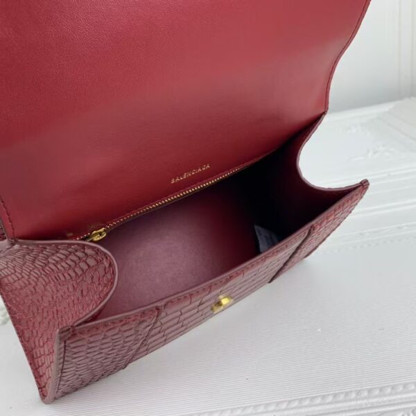 Balenciaga Hourglass Bag Wine Red Red Gold Gold Logo