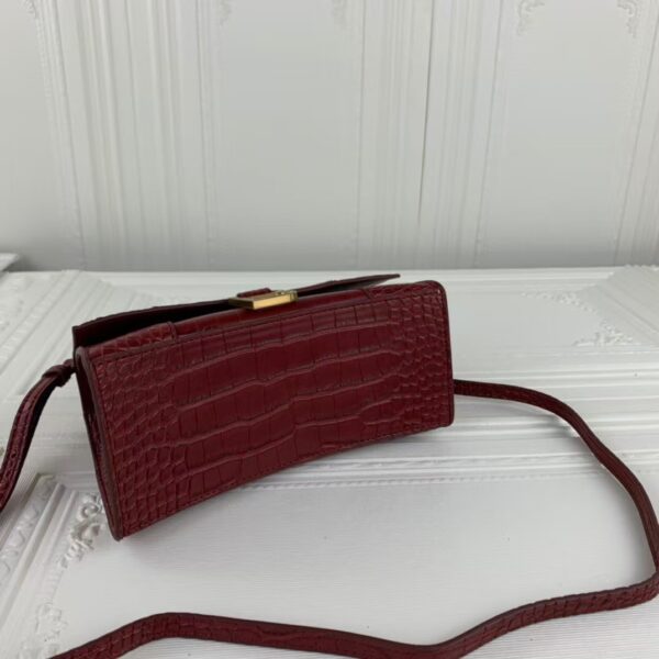 Balenciaga Hourglass Bag Wine Red Red Gold Gold Logo
