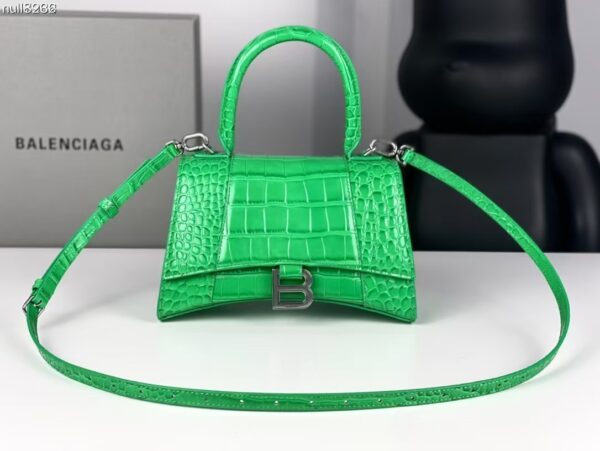 Balenciaga Hourglass Bag Light Green Green Silver Silver Logo