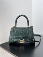 Balenciaga Hourglass Bag Dark Green Green Gold Gold Logo