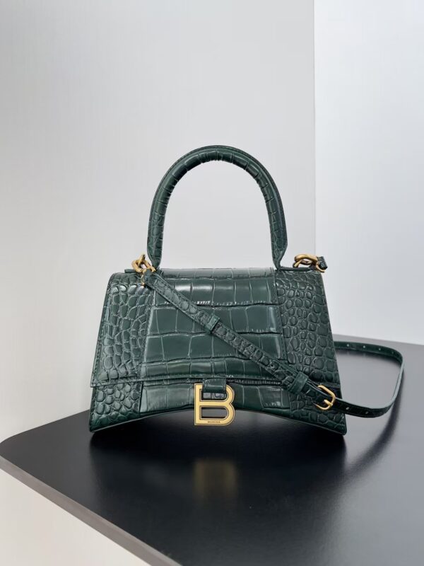 Balenciaga Hourglass Bag Dark Green Green Gold Gold Logo