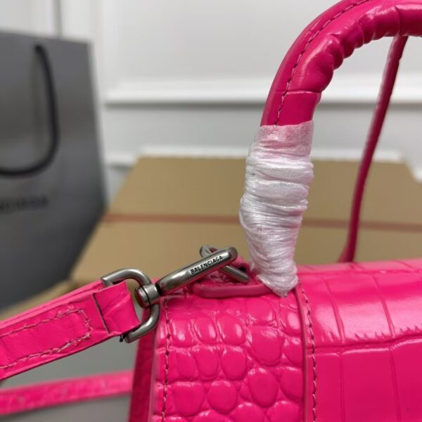Balenciaga Hourglass Bag Rose Red Silver Logo