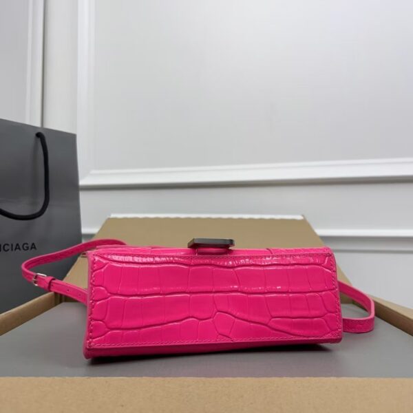 Balenciaga Hourglass Bag Rose Red Silver Logo