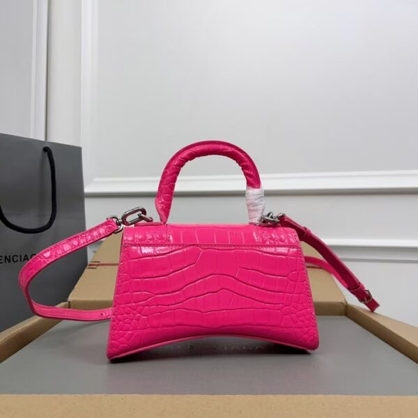 Balenciaga Hourglass Bag Rose Red Silver Logo