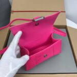 Balenciaga Hourglass Bag Rose Red Silver Logo