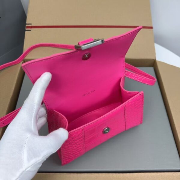 Balenciaga Hourglass Bag Rose Red Silver Logo