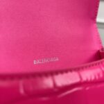 Balenciaga Hourglass Bag Rose Red Silver Logo