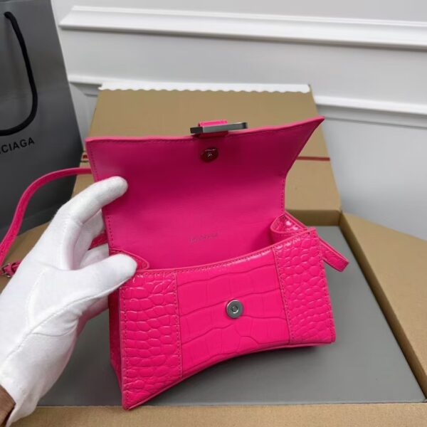 Balenciaga Hourglass Bag Rose Red Silver Logo
