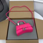 Balenciaga Hourglass Bag Rose Red Silver Logo
