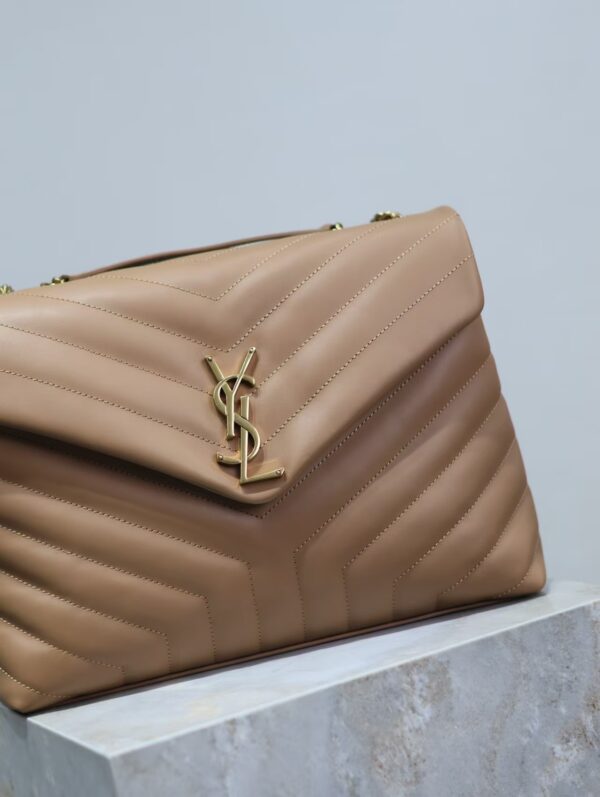 YSL Loulou Bag Milk Tea Gold Logo