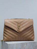 YSL Loulou Bag Milk Tea Gold Logo